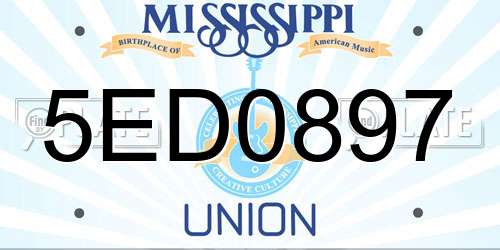 5ED0897 Mississippi License Plate