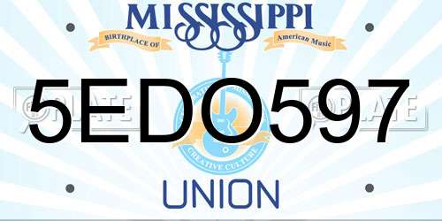 5EDO597 Mississippi License Plate