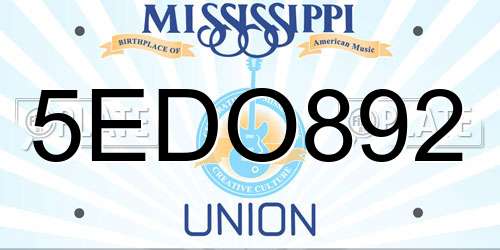 5EDO892 Mississippi License Plate