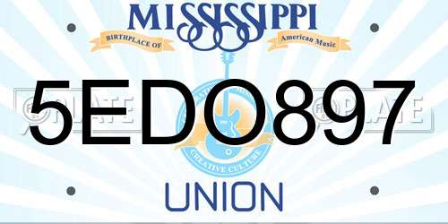 5EDO897 Mississippi License Plate