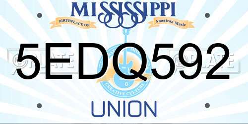 5EDQ592 Mississippi License Plate