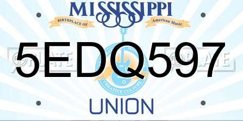 5EDQ597 Mississippi License Plate