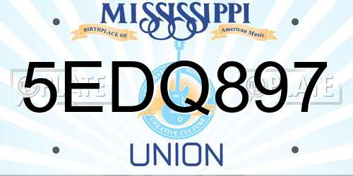 5EDQ897 Mississippi License Plate
