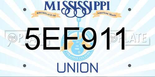 5EF911 Mississippi License Plate