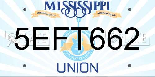 5EFT662 Mississippi License Plate