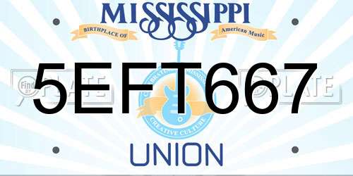 5EFT667 Mississippi License Plate