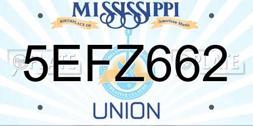 5EFZ662 Mississippi License Plate