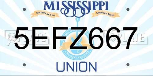 5EFZ667 Mississippi License Plate