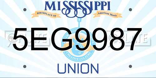 5EG9987 Mississippi License Plate