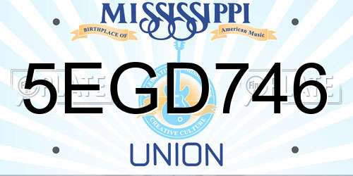 5EGD746 Mississippi License Plate