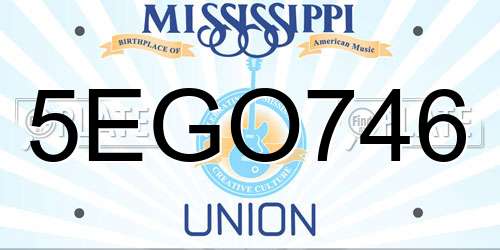 5EGO746 Mississippi License Plate