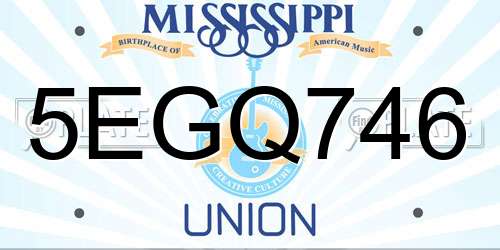 5EGQ746 Mississippi License Plate