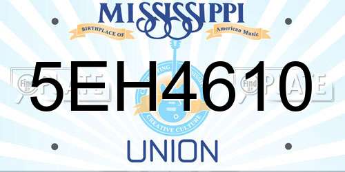 5EH4610 Mississippi License Plate