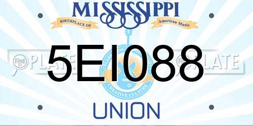 5EI088 Mississippi License Plate