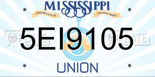 5EI9105 Mississippi License Plate