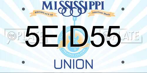 5EID55 Mississippi License Plate