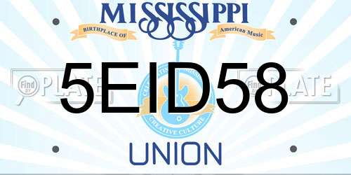 5EID58 Mississippi License Plate