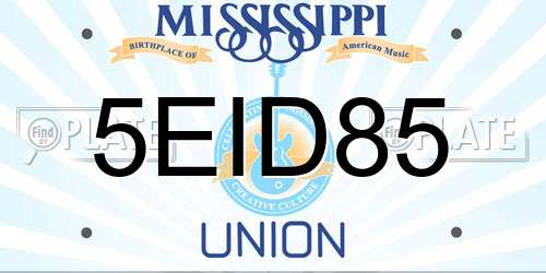 5EID85 Mississippi License Plate