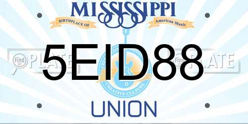 5EID88 Mississippi License Plate