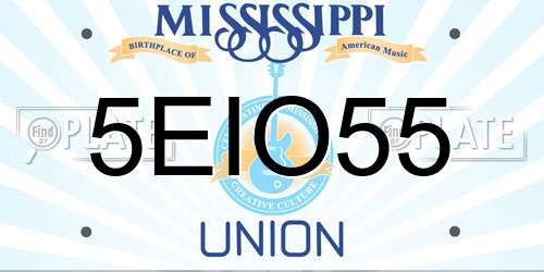 5EIO55 Mississippi License Plate