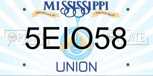 5EIO58 Mississippi License Plate
