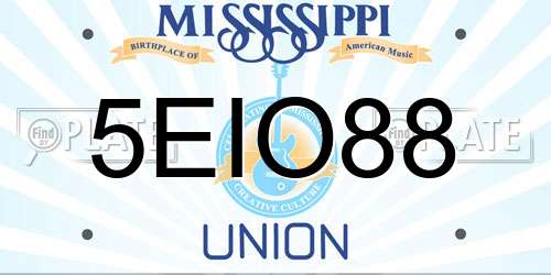 5EIO88 Mississippi License Plate