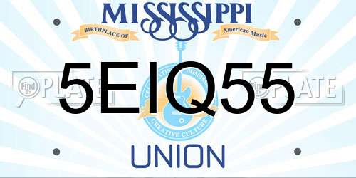 5EIQ55 Mississippi License Plate