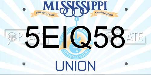 5EIQ58 Mississippi License Plate