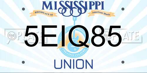 5EIQ85 Mississippi License Plate