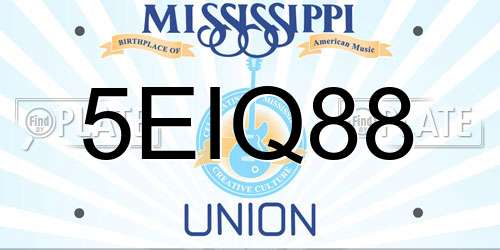 5EIQ88 Mississippi License Plate