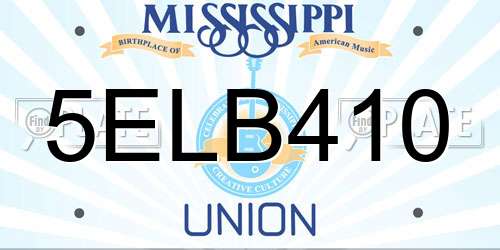 5ELB410 Mississippi License Plate