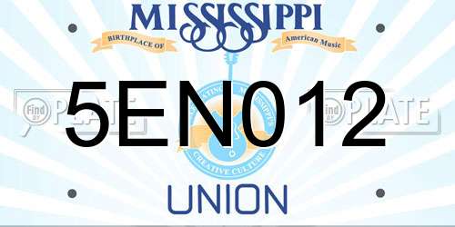5EN012 Mississippi License Plate