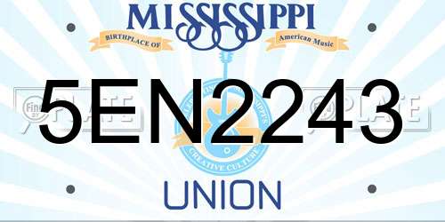 5EN2243 Mississippi License Plate