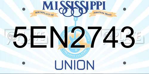 5EN2743 Mississippi License Plate