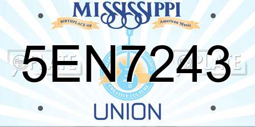 5EN7243 Mississippi License Plate