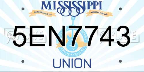 5EN7743 Mississippi License Plate