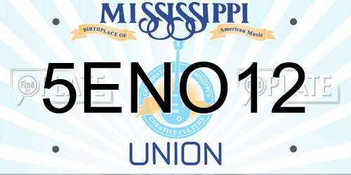 5ENO12 Mississippi License Plate