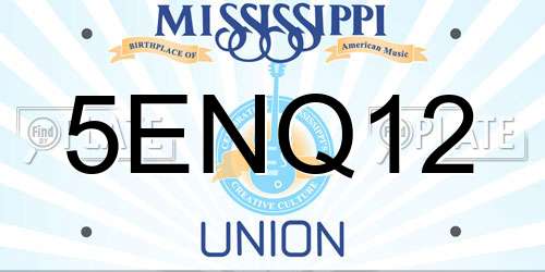 5ENQ12 Mississippi License Plate