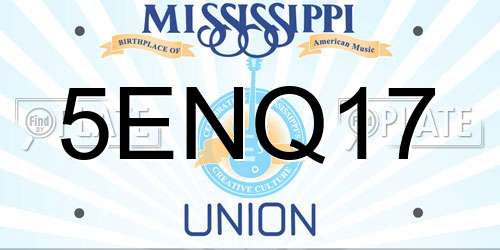 5ENQ17 Mississippi License Plate
