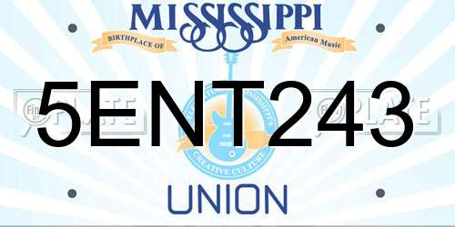 5ENT243 Mississippi License Plate