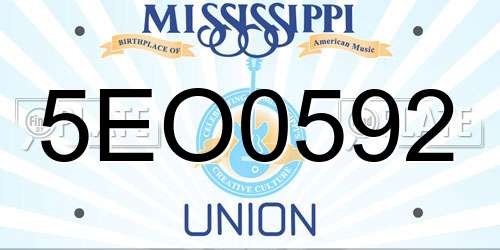 5EO0592 Mississippi License Plate