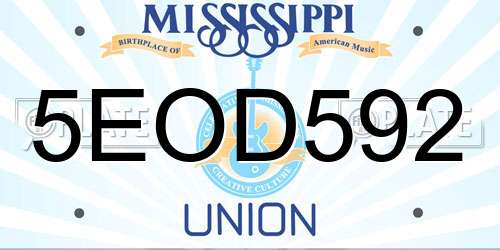5EOD592 Mississippi License Plate