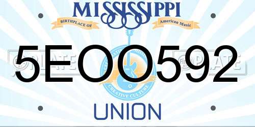 5EOO592 Mississippi License Plate