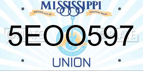 5EOO597 Mississippi License Plate