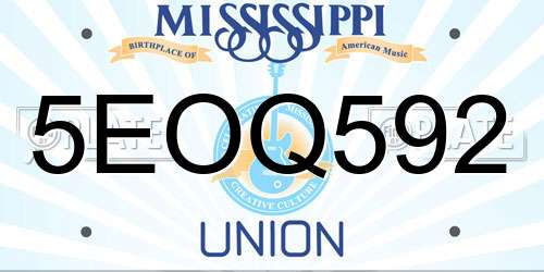 5EOQ592 Mississippi License Plate