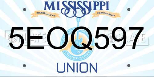 5EOQ597 Mississippi License Plate