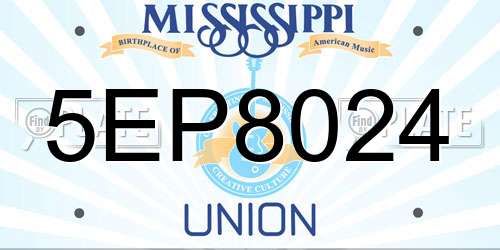 5EP8024 Mississippi License Plate