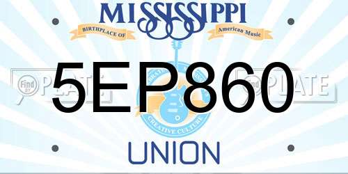 5EP860 Mississippi License Plate