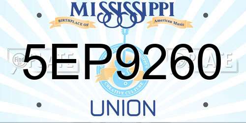 5EP9260 Mississippi License Plate