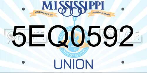 5EQ0592 Mississippi License Plate
